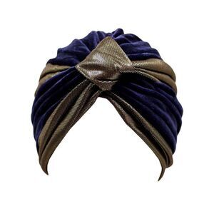 Two-Tone Velour Fashion Turban Head Wrap